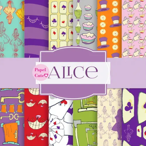 Papéis Digitais Alice Coleção B