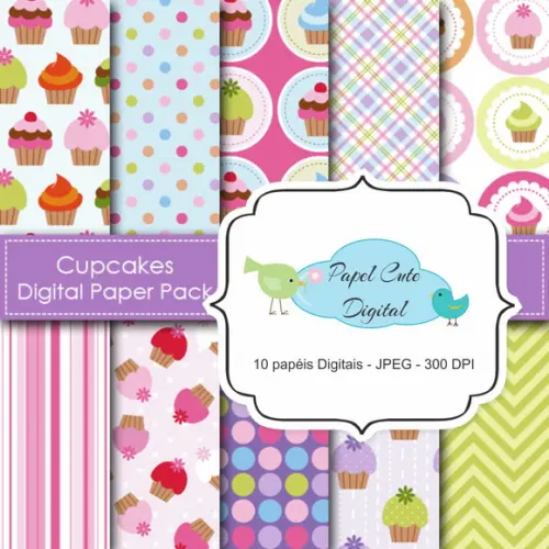 Papéis Digitais Cupcake Coleção a