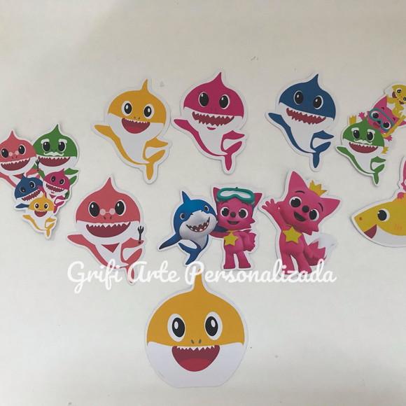 10 Apliques para Tubete - Baby Shark