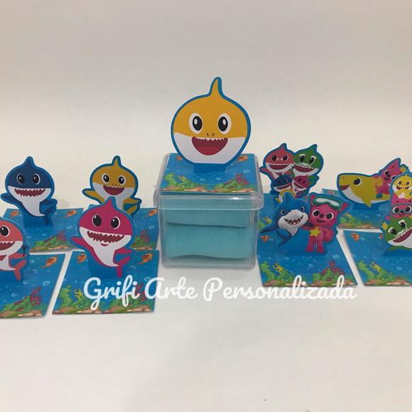 10 Und Aplique 3d para Caixa Acrílica e Latinha Baby Shark