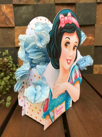 10 Unidades Centro de Mesa Branca de Neve Azul