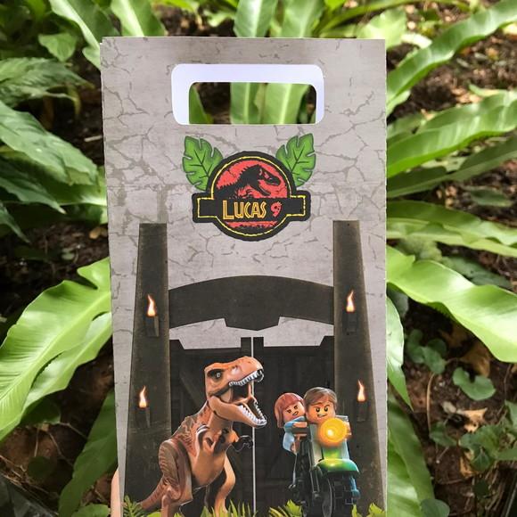 10 Unidades Sacolinha Jurassic World Lego Dinossauro