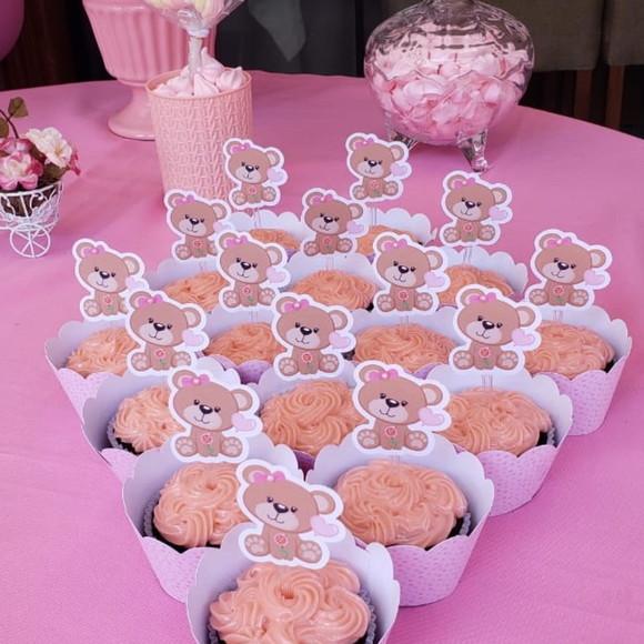 10 Unidades Sainha para Cupcake com Topper Ursinho