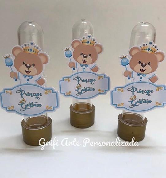 10 Unidades Tubete Urso Realeza Aplique