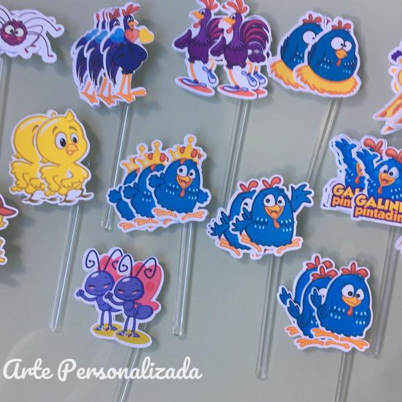 100 Unidades Aplique para Toppers Galinha Pintadinha