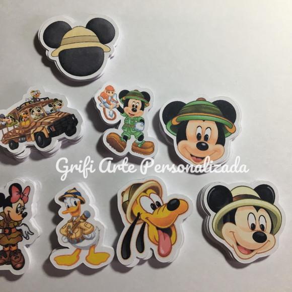 100 Unidades Apliques para Toppers Mickey Safari