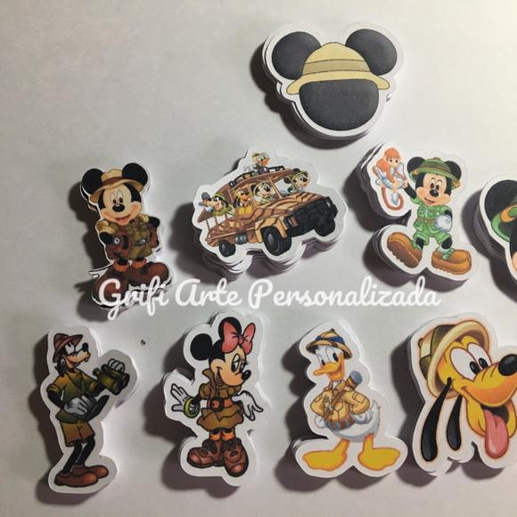100 Unidades Apliques para Toppers Mickey Safari