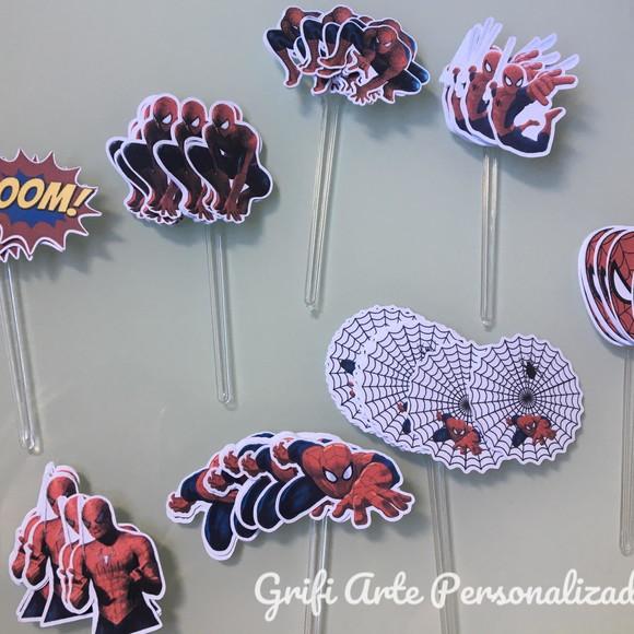 100 Unidades Apliques para Toppers Homem Aranha
