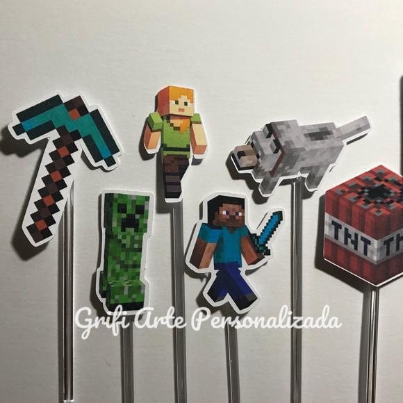 100 Unidades Apliques para Toppers Minecraft
