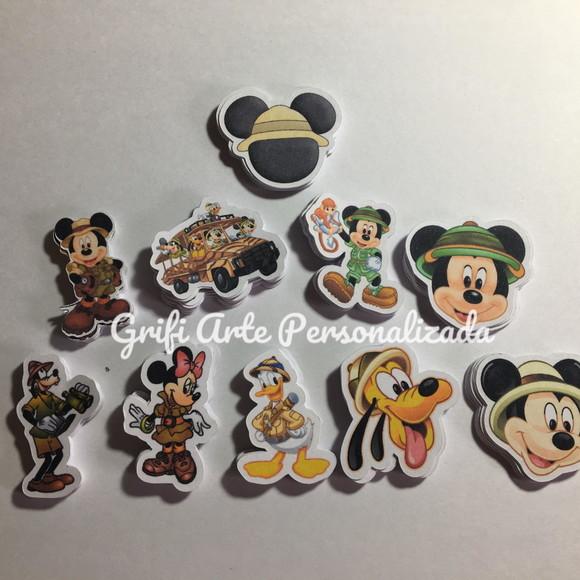 100 Unidades Apliques para Toppers Mickey Safari