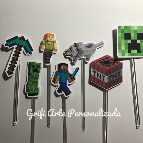 100 Unidades Apliques para Toppers Minecraft