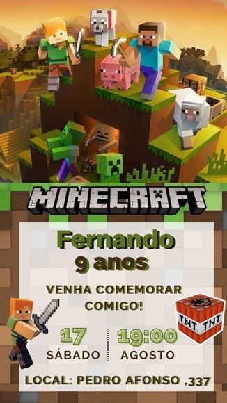 Convite Digital Minecraft Menino