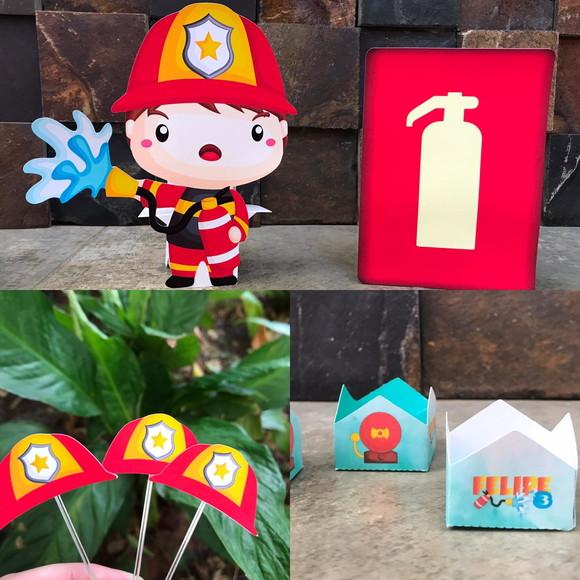 Kit Festa Bombeiro | Só Um Bolinho Bombeiro | Mesversário