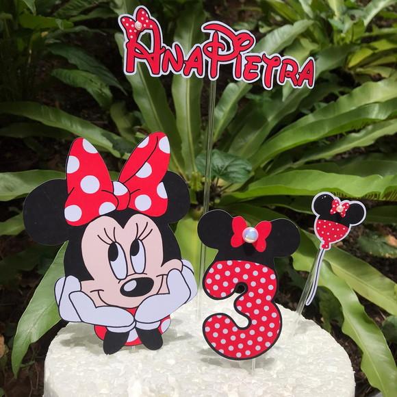 Topo Bolo e Bandeirinhas Minnie