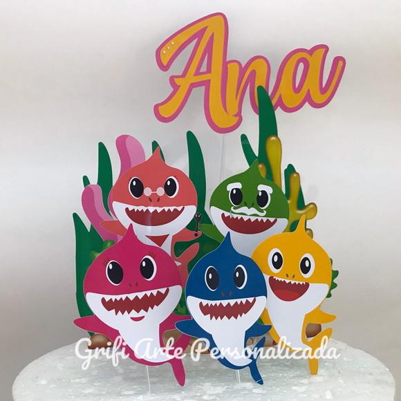 Topo de Bolo Baby Shark Menina