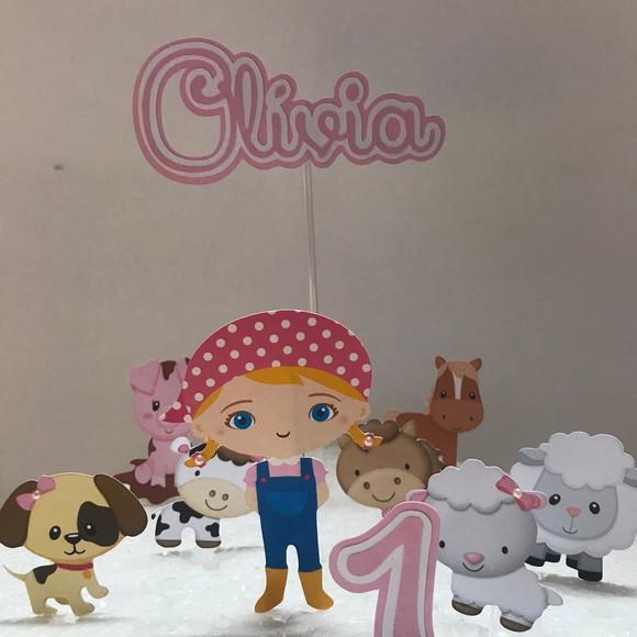 Topo de Bolo Fazendinha Menina
