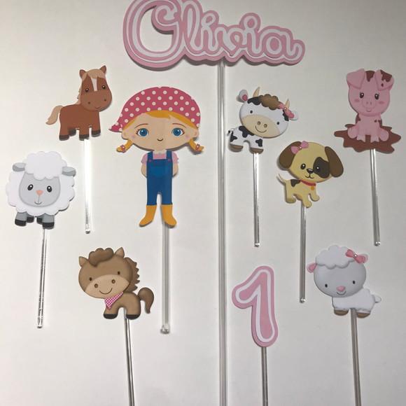 Topo de Bolo Fazendinha Menina