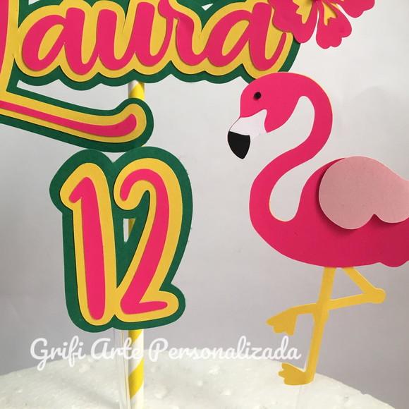 Topo de Bolo Flamingo