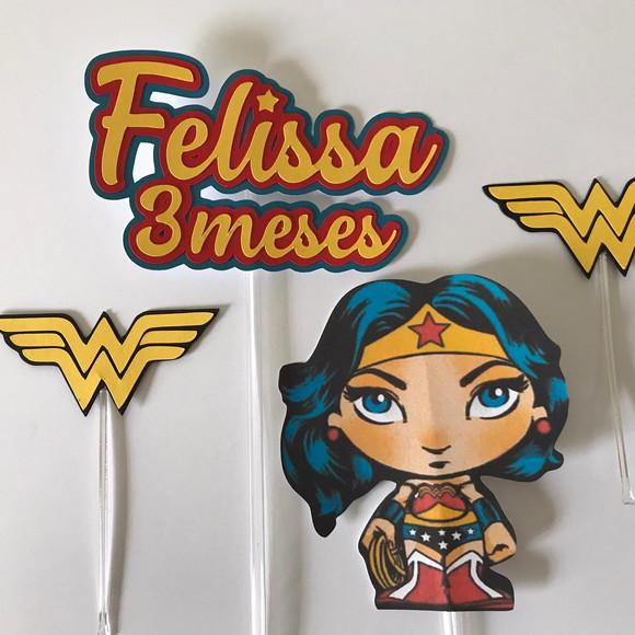 Topo de Bolo Mulher Maravilha Piticas