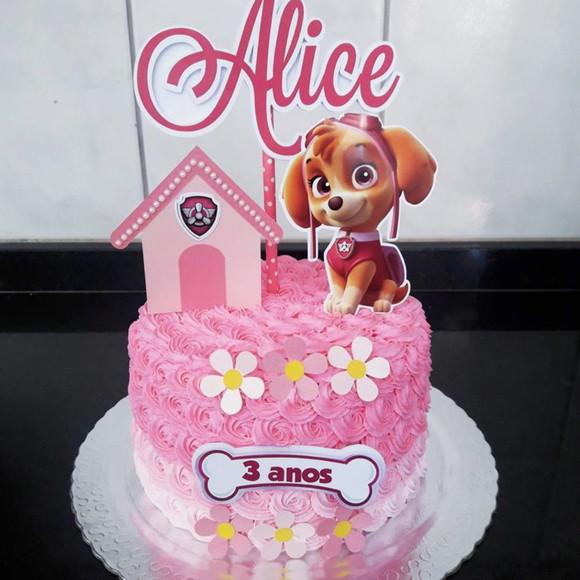Topo de Bolo Patrulha Canina Rosa