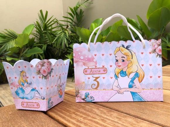 10 Sacolinhas Alice no País das Maravilhas Aquarela