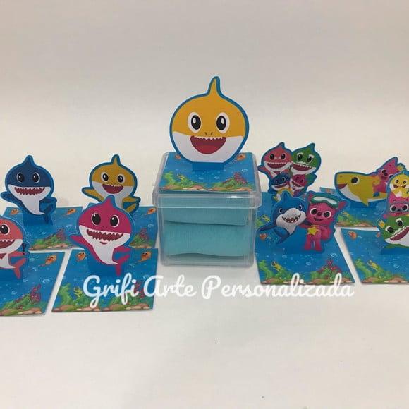 10 Und Aplique 3d para Caixa Acrílica e Latinha Baby Shark