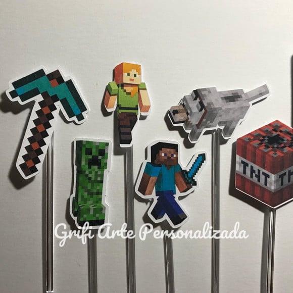 100 Unidades Apliques para Toppers Minecraft