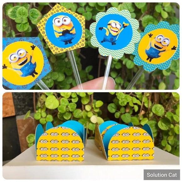 24 Unidades Forminhas e Toppers Minions