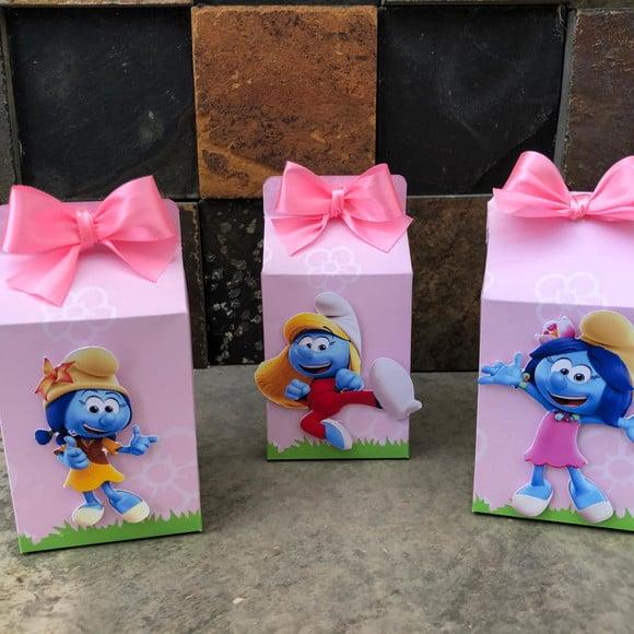 Personalizado Smurfs | Lembrancinha | Caixa | Menina