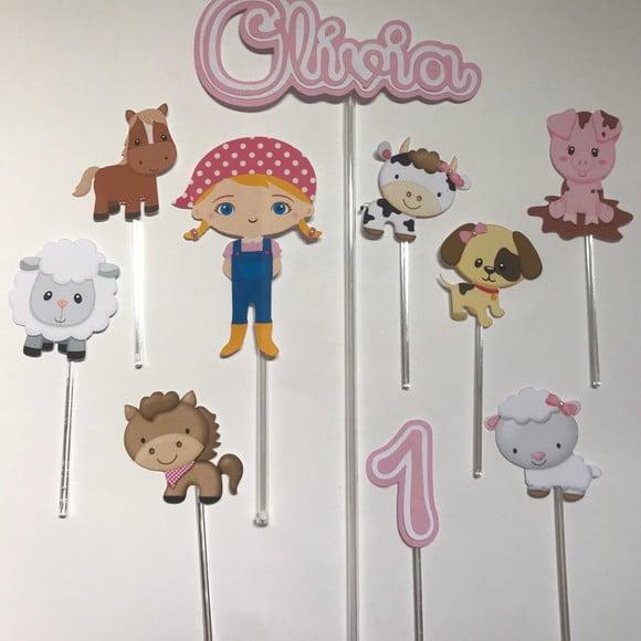 Topo de Bolo Fazendinha Menina