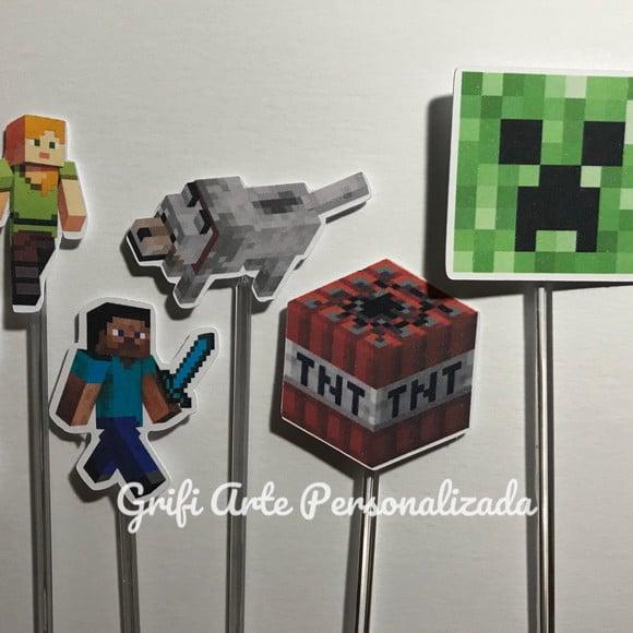 100 Unidades Apliques para Toppers Minecraft