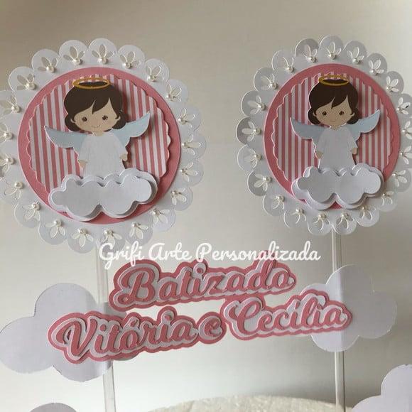 Topo de Bolo Batizado Gemeas
