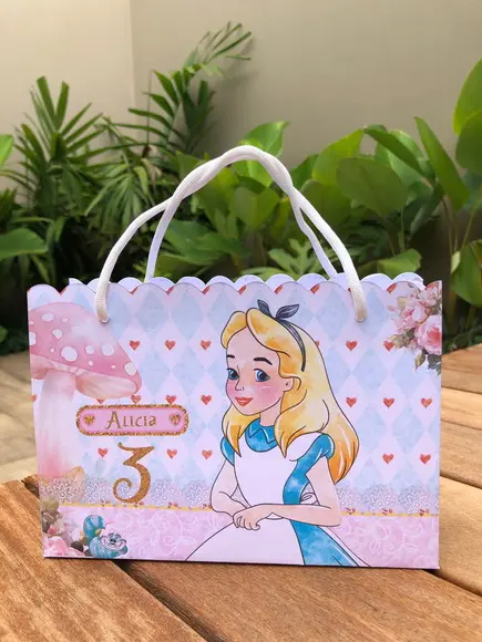 10 Sacolinhas Alice no País das Maravilhas Aquarela