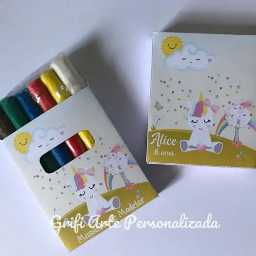 10 Und Caixa para Massinha (6 Unidades 60g) Unicórnio