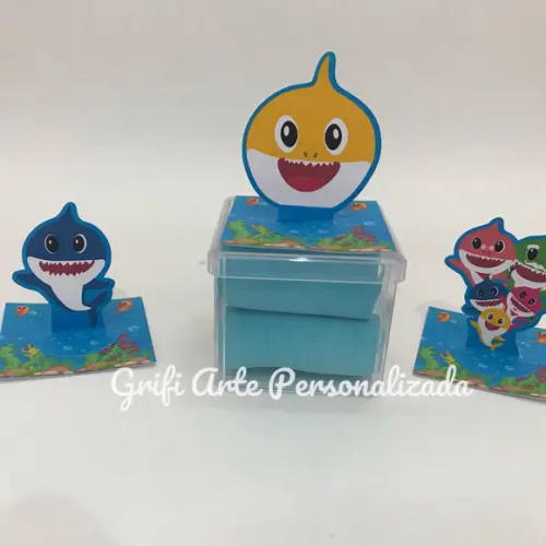 10 Und Aplique 3d para Caixa Acrílica e Latinha Baby Shark
