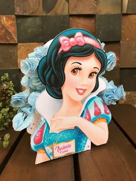 10 Unidades Centro de Mesa Branca de Neve Azul