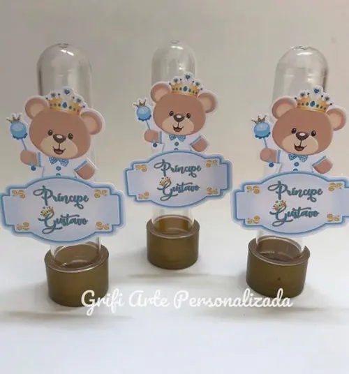 10 Unidades Tubete Urso Realeza Aplique