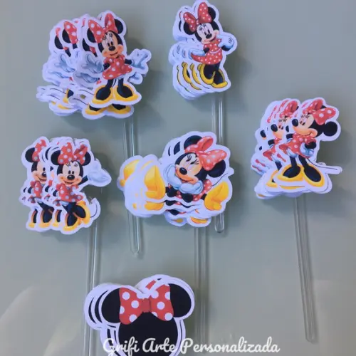 100 Unidades Aplique para Topper Minnie