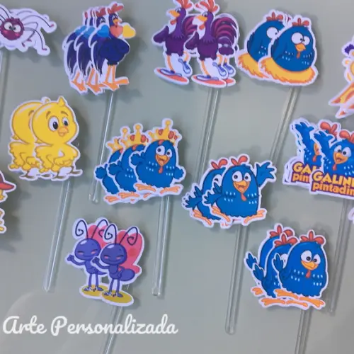 100 Unidades Aplique para Toppers Galinha Pintadinha