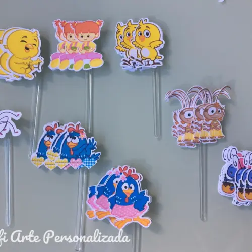 100 Unidades Apliques para Topper Galinha Pintadinha Rosa