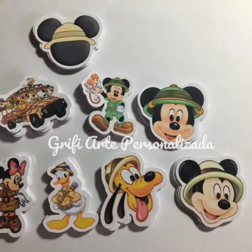 100 Unidades Apliques para Toppers Mickey Safari