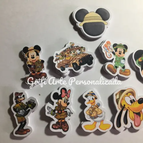 100 Unidades Apliques para Toppers Mickey Safari