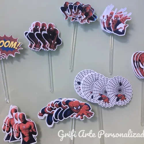 100 Unidades Apliques para Toppers Homem Aranha