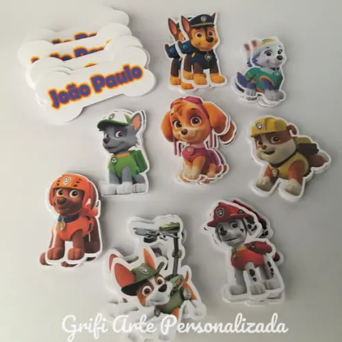 100 Unidades Apliques para Toppers Patrulha Canina