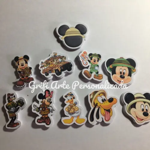 100 Unidades Apliques para Toppers Mickey Safari