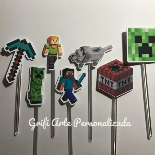 100 Unidades Apliques para Toppers Minecraft