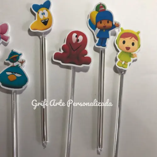 100 Unidades Apliques para Toppers Pocoyo