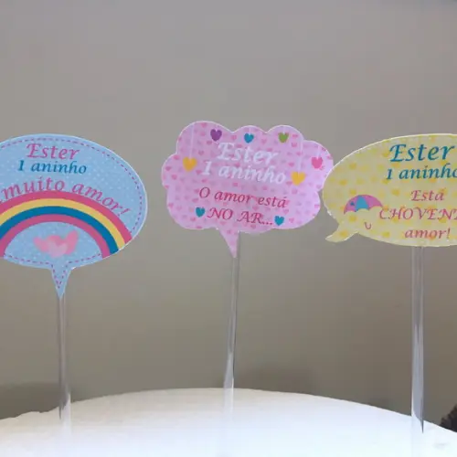 20 Apliques Plaquinha para Vaso de Flor Chuva de Amor