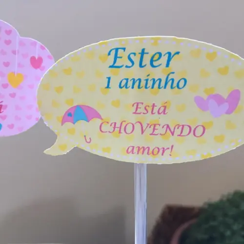 20 Apliques Plaquinha para Vaso de Flor Chuva de Amor
