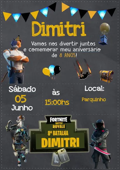 Convite Digital Fortnite